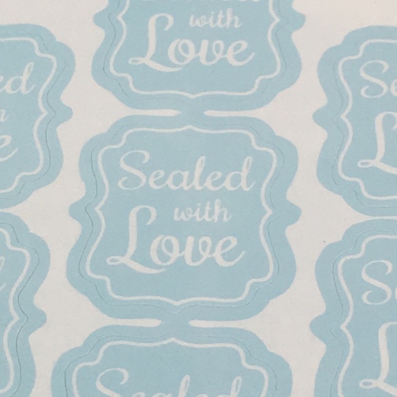 100 Blue Sealed with Love Stickers - Picture 4 of 6